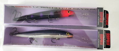 Two Rapala Down Deep Husky Jerk DHJ-14  (Black Light &  Silver)