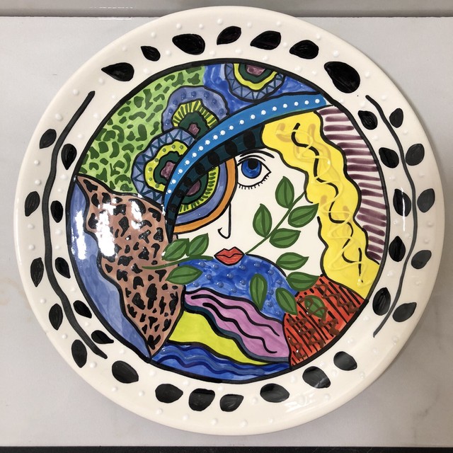 Vintage Gaetano Pottery USA Dinner Plate 11" Faces Of Eve By Kandis eBay