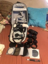 Canon EOS Rebel T6 DSLR Camera, 18-55mm IS, 75-300 BAG  +Lenses Photography Lot