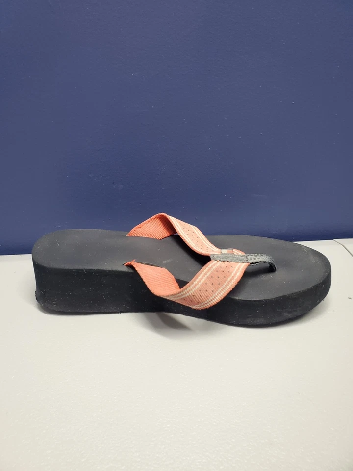 Sandálias tanga Tommy Hilfiger wedge flip flop feminina tamanho 6.5 sola de borracha azul marinho - Imagem 3 de 4