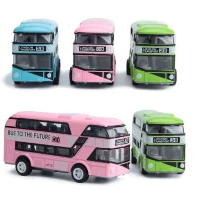 1PC Kid Metal Diecast Cars Toys Pull Back 1:43 Double Decker London Bus Toys