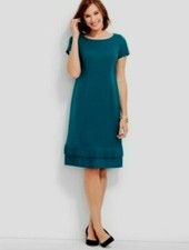 NEW $129 TALBOTS Teal,Marine Blue Ponte & Crepe Sheath Dress Sz 2