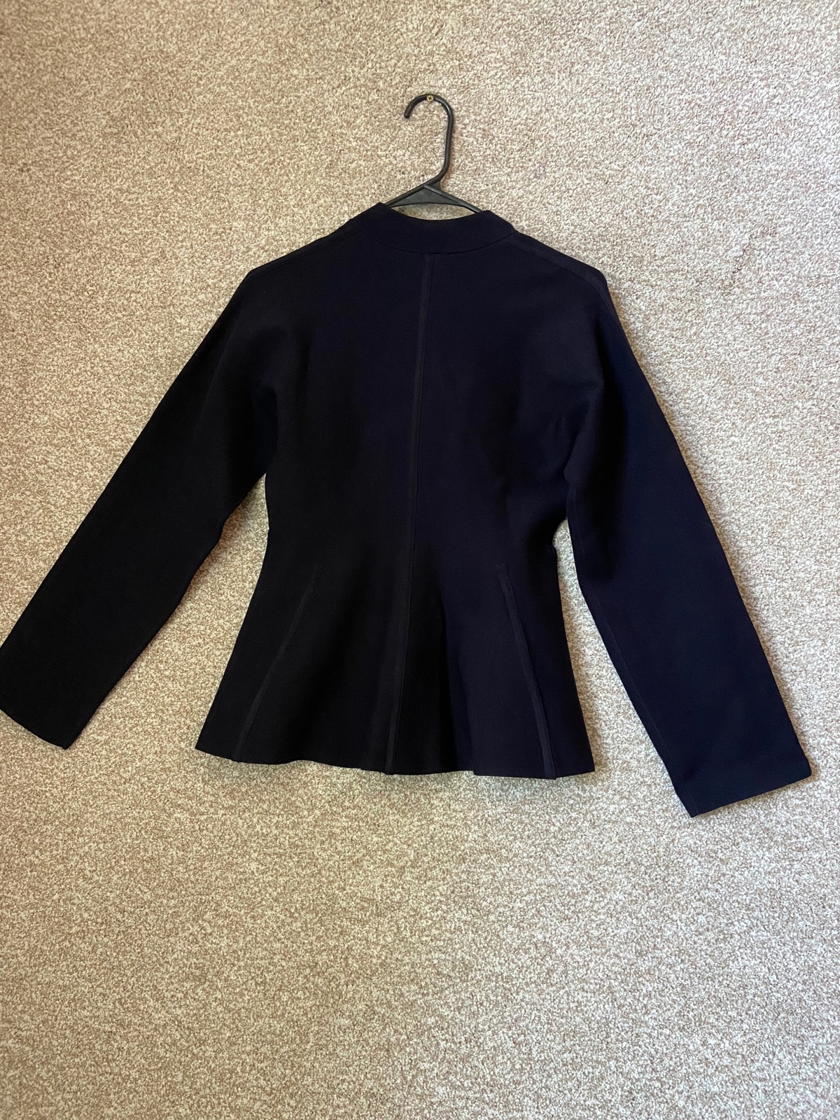 Navy Blue Knit Zip Sweater Coat Size 