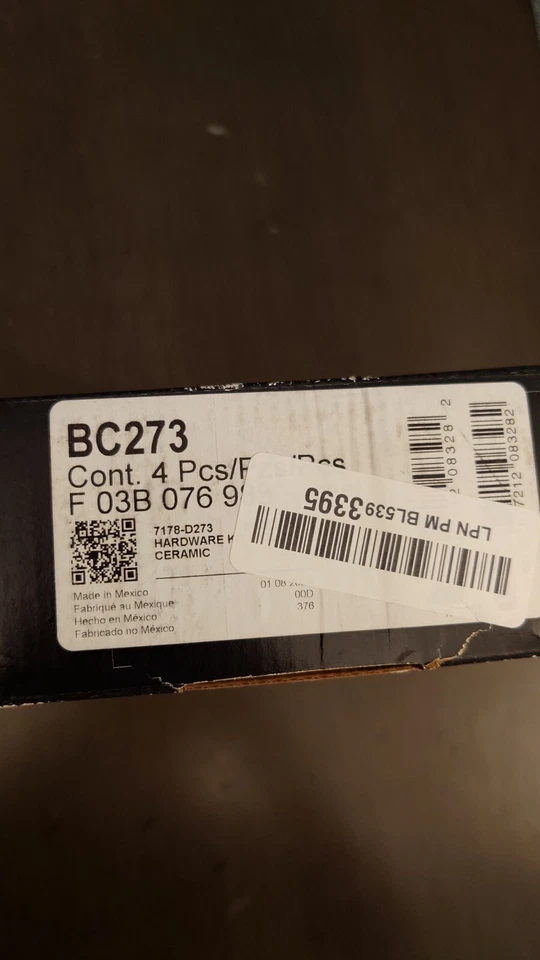 Pastillas de freno HONDA 84-00 Accord Civic Civic del Sol CRX Bosch BC273 QuietCast Foto 2 de 2
