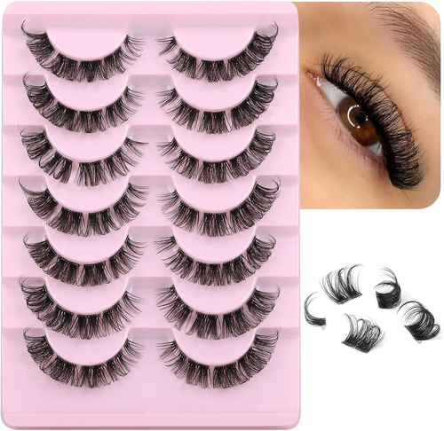 Alicrown D Curl Clusters Lashes Natural Russian Strip Eyelashes Extensions Fluff