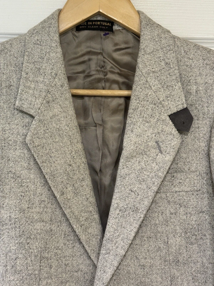 Vintage Egon Von Furstenberg Men's Tweed Sports Jacket Suede Elbow Patch 36 New - Image 4 of 4