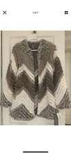Bagatelle Faux Fur Xs Cream Taupe Chevron Jacket Cardigan