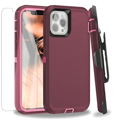 For Apple iPhone 13 13 Pro Max Defender Case w/Screen & Belt Clip Fits Otterbox