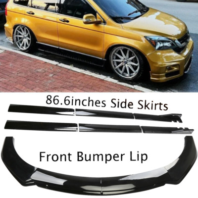 Glossy Front Lower Bumper Lip Splitter Spoiler +Side Skirt For Honda Pilot 2003
