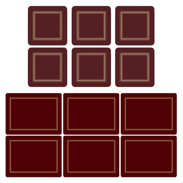 Pimpernel Quality Classic Burgundy Placemats and Coasters Set of 6
