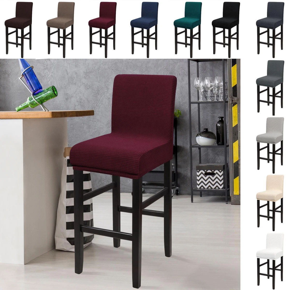 Stretch Bar Stool Covers for Counter Height Side Chair Covers