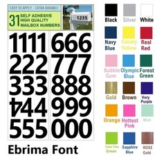SET OF 31, 2" HIGH SELF ADHESIVE VINYL MAILBOX NUMBERS, DOOR,LOCKERS - EBRIMA