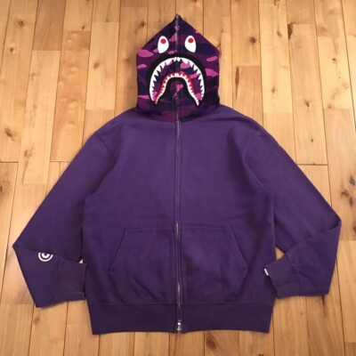 2007 BAPE Purple camo shark full zip hoodie A Bathing Ape Size M