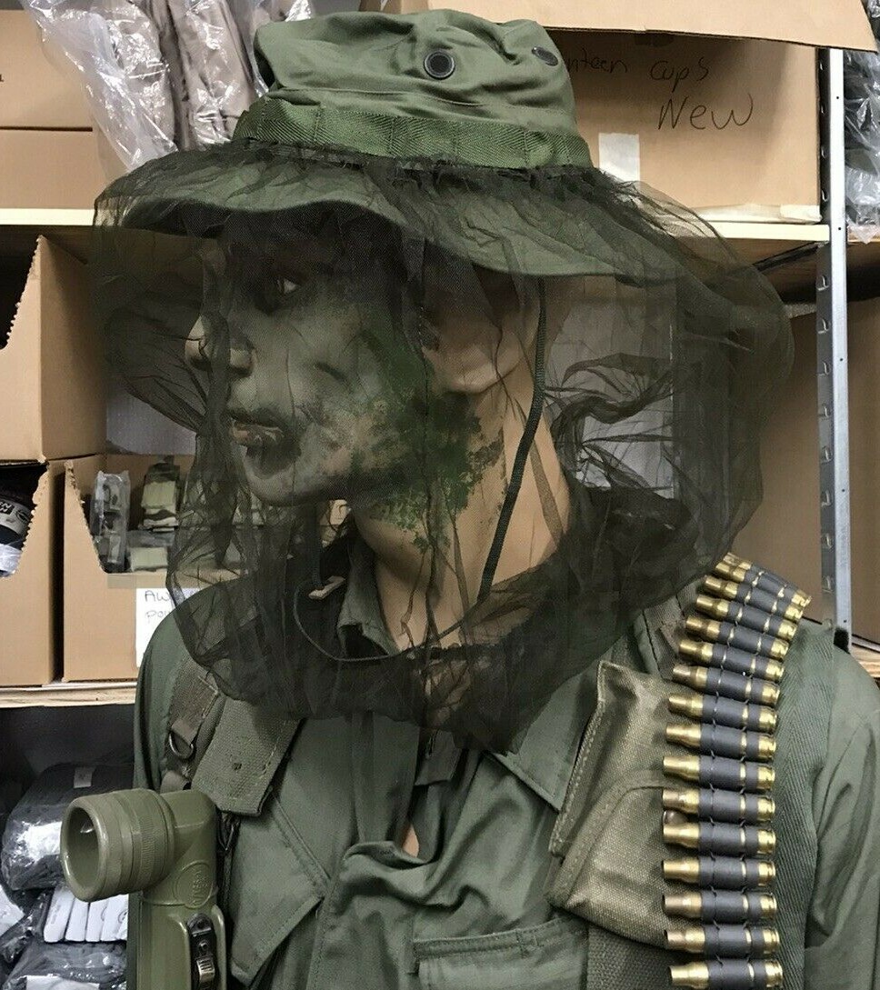 Original Vietnam Boonie Jungle Hat w Insect Net MFG Date 11-70 NOS