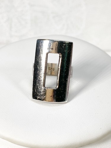 Anillo estilo hebilla geométrica vintage mod plata esterlina 925 maciza 11,4 gramos! - Imagen 2 de 17