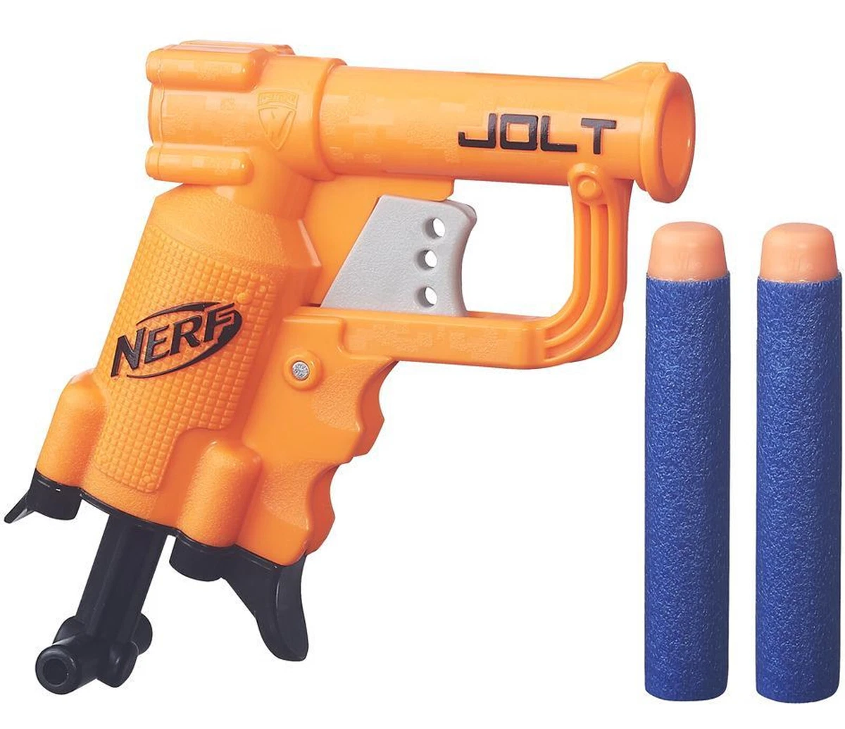 New Hasbro Mini Nerf N Strike Jolt Blaster Dart Gun Both Orange w/ 2 Darts