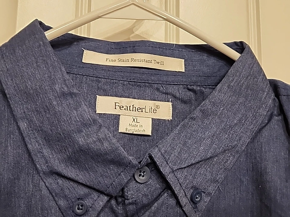 FeatherLite Mens Button Up Long Sleeve Stain-Resistant Twill Shirt 3281 Sz XL - Image 4 of 4