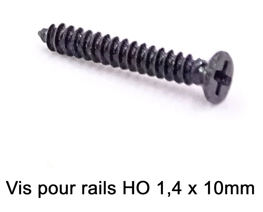 Vis Fixation pour Rails HO 1.4 x 10mm Tête Fraisée Noire Lot de 50 à 200 pcs - Photo 2/4