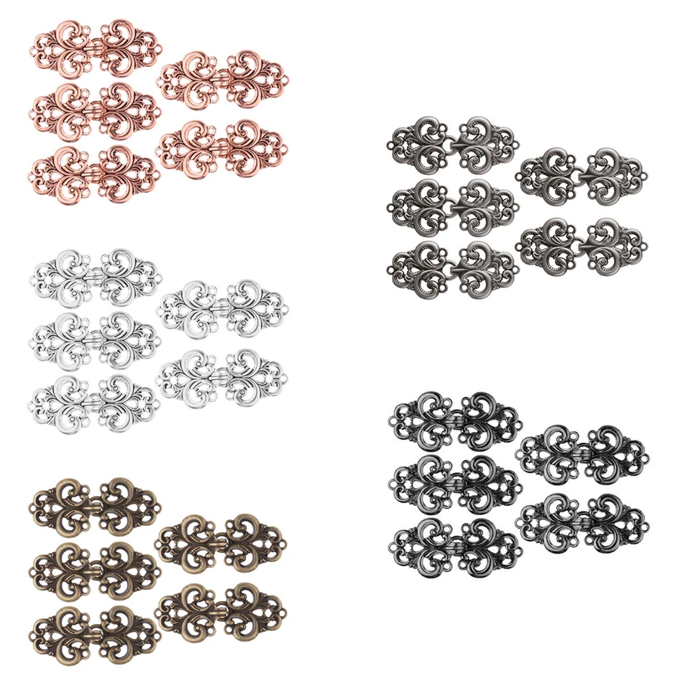 5 Pairs Swirl Flower Cape Cloak Clasp Fasteners Hooks&Eyes Cardigan Clips AU - Image 2 of 4