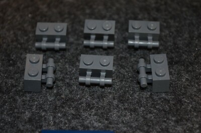 (6) 1x2 Dark Gray Brick with Rod Bricks ~ Lego NEW Star Wars