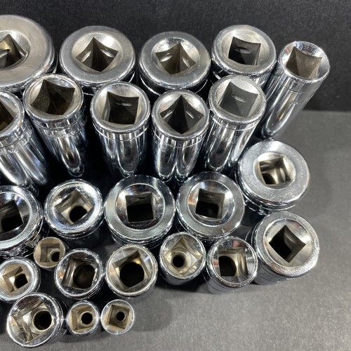 35- Metric Wilmar Chrome Sockets, Deep & Shallow, Unused, 3/8” & 1/4” Drive - Picture 19 of 20