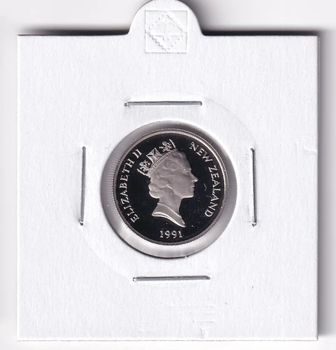 NEW ZEALAND PROOF:  1991 5 CENT COIN IN 2X2 HOLDER #3810