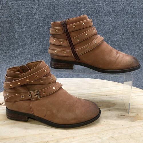 Ankle Booties Brown Studded Orthopedic 