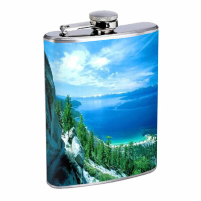 Ocean View D2 8oz Stainless Steel Hip Flask