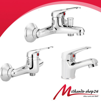 Bad Armaturen Set Waschtisch Dusche Wannenarmatur Waschbecken Duscharmatur Chrom