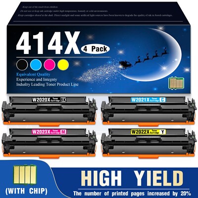 W2020X 414X Toner Cartridge 4-Pack with Chip for HP MFP M479fdw Printers
