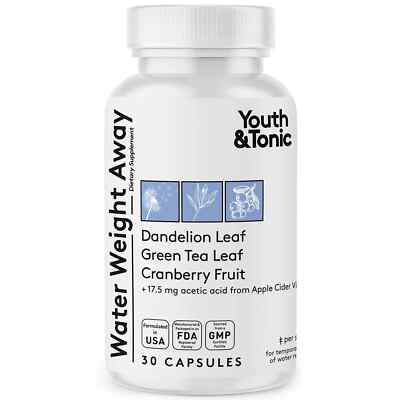 2 PACK Youth & Tonic Natural Water Weight Away 30 Capsules