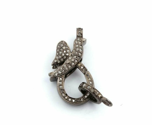 Pave Diamond Lobster Clasps 925 Sterling Silver Handmade Diamond Clasps Findings - Picture 8 of 12