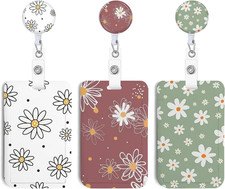 3 Set Flower ID Badge Holder with Clip Badge Reels Retractable Heavy Duty,Keycha