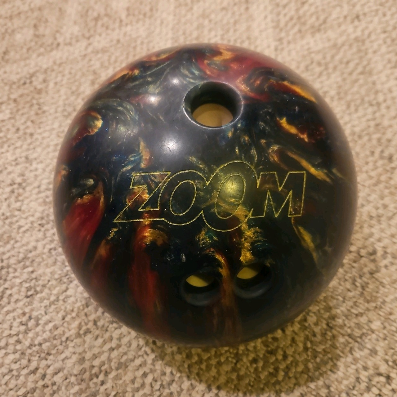 Used Ebonite ZOOM 8 Lb GOLD, RED, and BLUE Bowling Ball