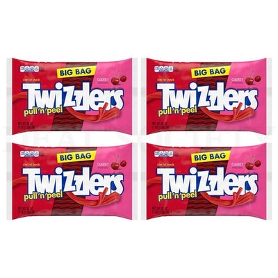Twizzlers Pull 'n' Peel Cherry Flavored Licorice Candy 28oz Lot of 4 Bags