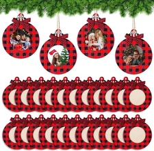 Christmas Buffalo Plaid Photo Frame Ornament Picture Hanging... 