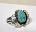 Vintage Native American/Southwest Sterling Silver Turquoise Ring Signed EJJ Sz 6