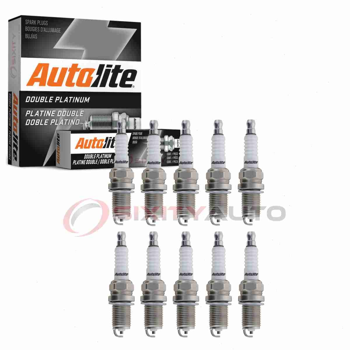 10 pc Autolite Double Platinum Spark Plugs for 1995-2003 Dodge Ram 3500 8.0L qx
