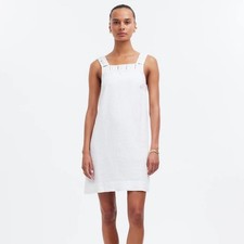 MADEWELL Embroidered Tank Mini Dress in Linen White Sz 14 $108 {3B2}