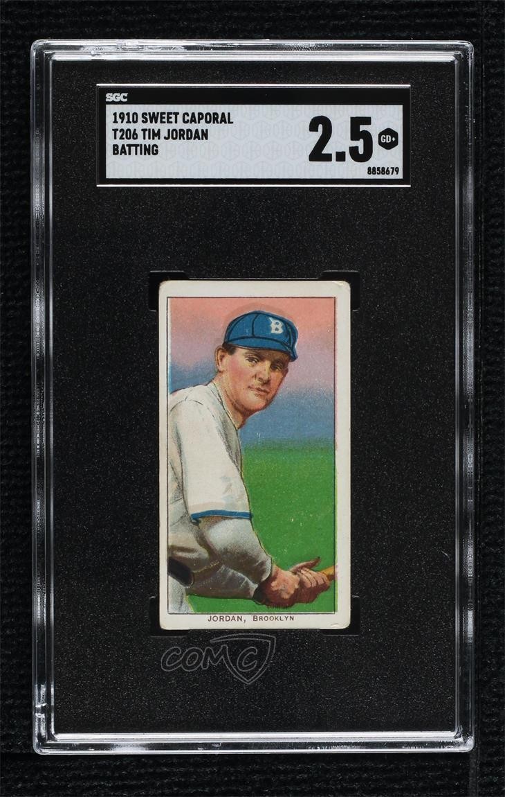 1909 T206 Sweet Caporal 350 Factory No 30 Back Tim Jordan (Batting) SGC 2.5 0q4x