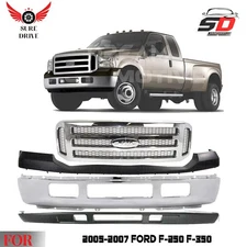 Front Bumper Face Bar Chrome & Grille Assembly For 2005-2007 Ford F-250 F-350