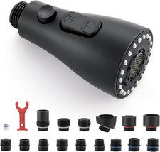 Pull Down Kitchen Faucet Sprayer Head Replacement Part with 15 Connectors, 3 Fun