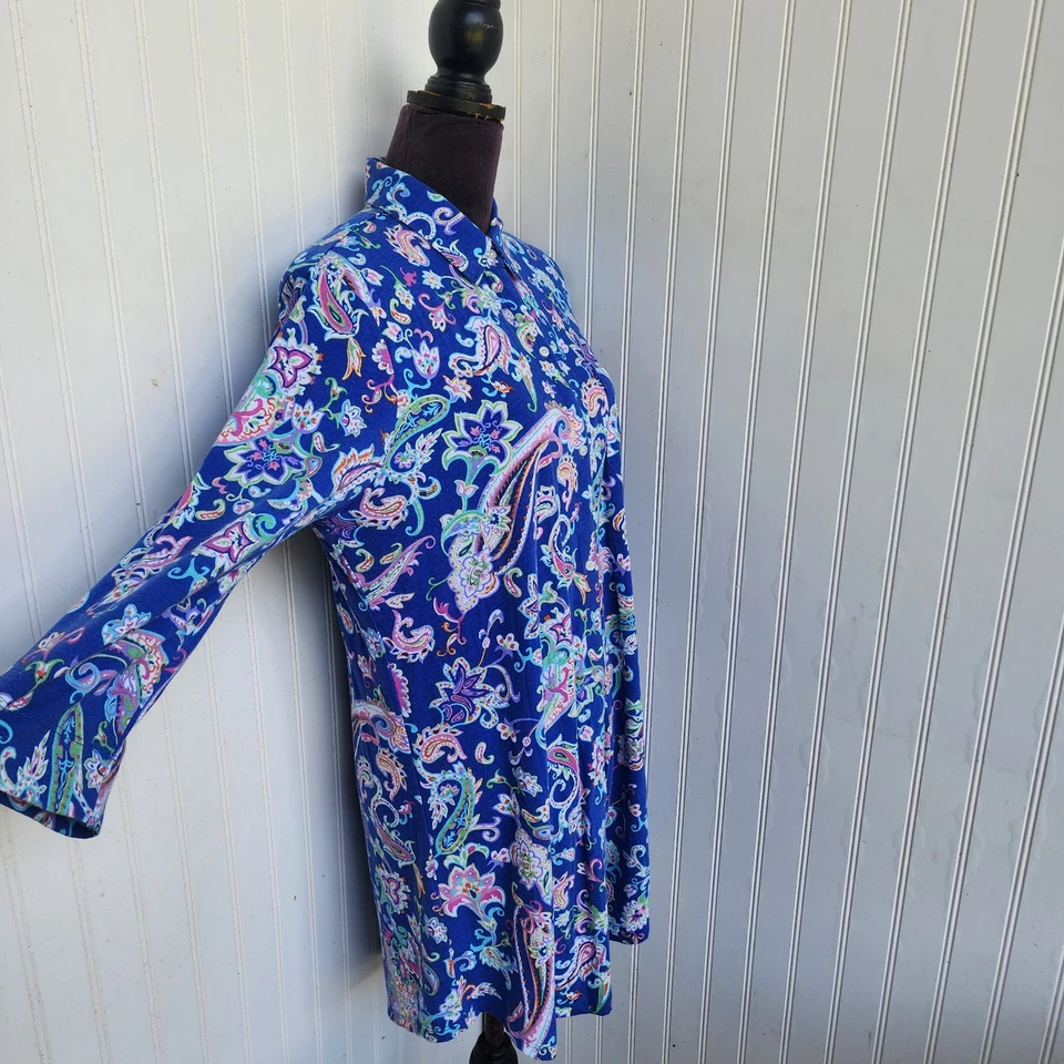 Camisa Ralph Lauren Para Mujer Floral para Dormir Elastizada Cachemira Abotonada Algodón Azul M Foto 4 de 4