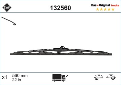 Wischblatt Scheibenwischer DAS ORIGINAL TRUCKS SWF 132560 für 95 DAF VAN TX