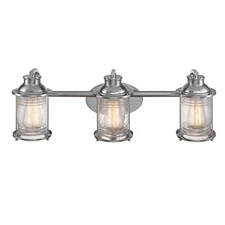 Electric 51272 Bayfield 3-Light Vanity Light, Chrome, Ribbed Seeded Glass Sha...