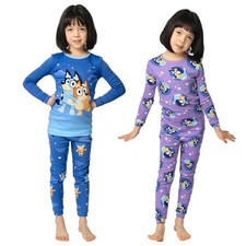 NEW Girls 4 piece Bluey Cotton Pajama Set W/ Glitter 4T NWT Blue Purple