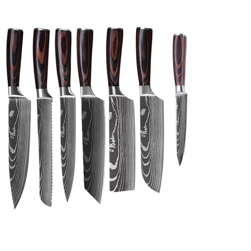 Set Coltelli Cucina Modello Damasco Giapponese Coltelli Chef Acciaio Inox Cleaver - Foto 28 di 30