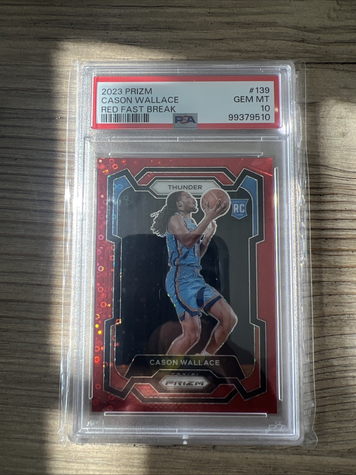 2023 PANINI PRIZM RED FAST BREAK #139 CASON WALLACE 82/100 PSA 10!!!