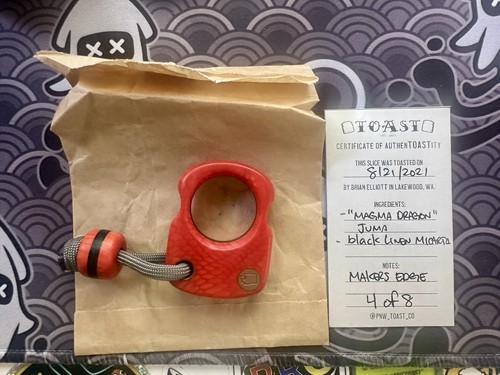 PNW Toast - Red Juma And Black Linen Micarta - Magma Dragon, Barely Carried