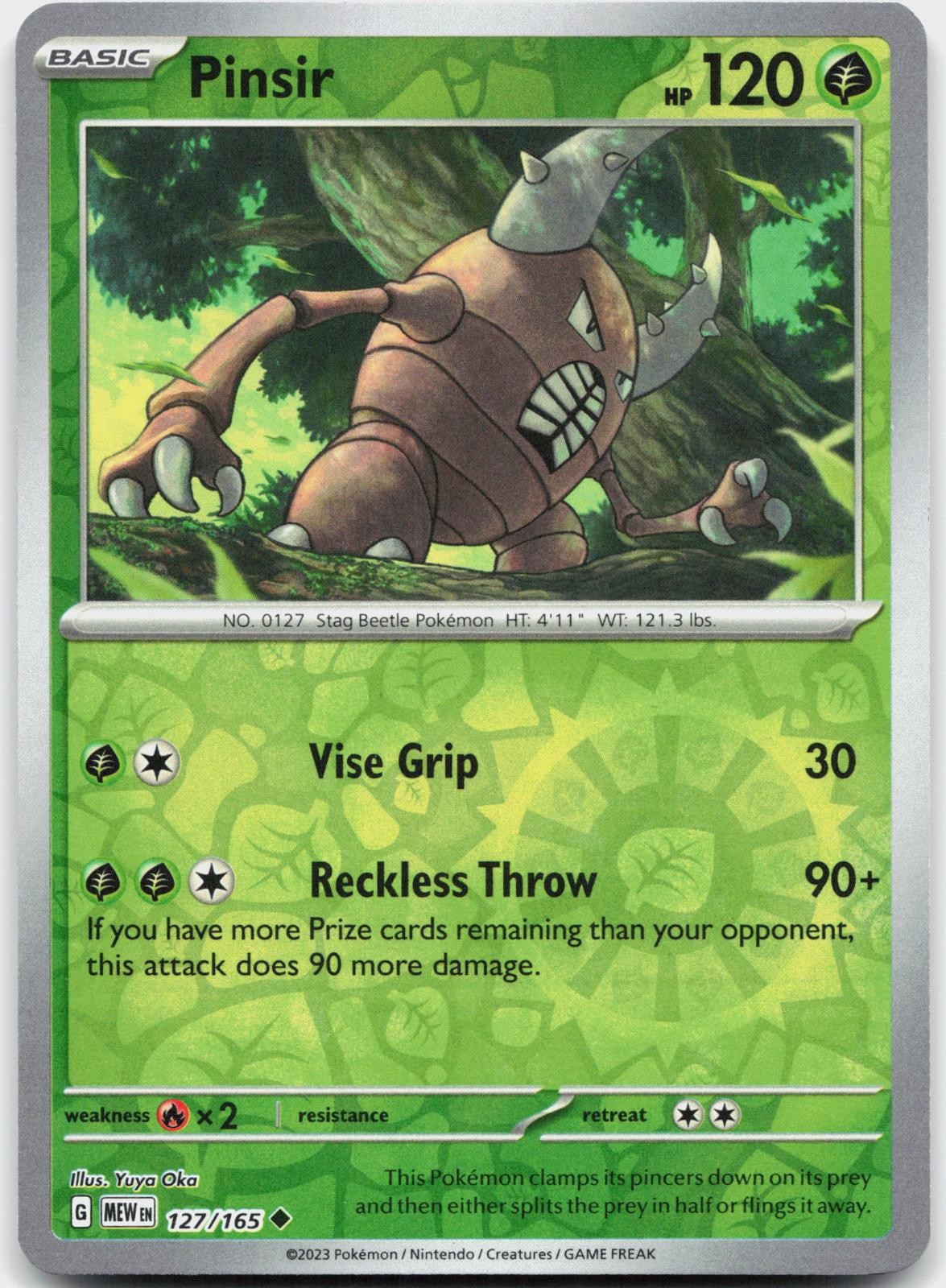 Pinsir 127/165 Uncommon 151 Pokemon Reverse Holo Near Mint